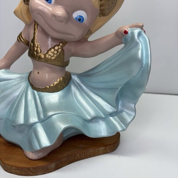 Belly Dancer Smiley Blond Girl Ceramic Atlantic Mold 12" Tall Glitter Uncommon - Picture 3 of 16